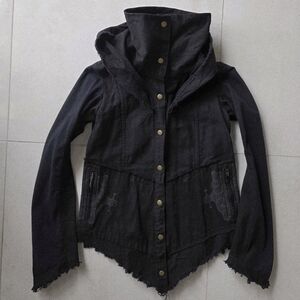 Chintamani Alchemy Black Canvas Cotton Tribal Boho Raw Jacket Sz Small Hoodie